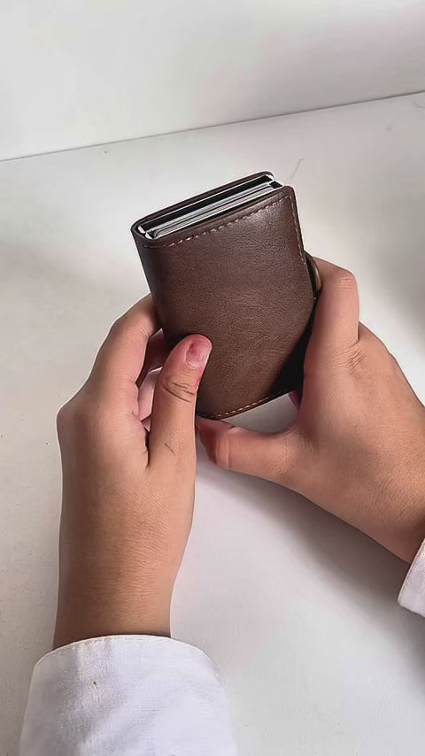 Billetera Tarjetero Doble CUERO Antirrobo Bloqueo RFID