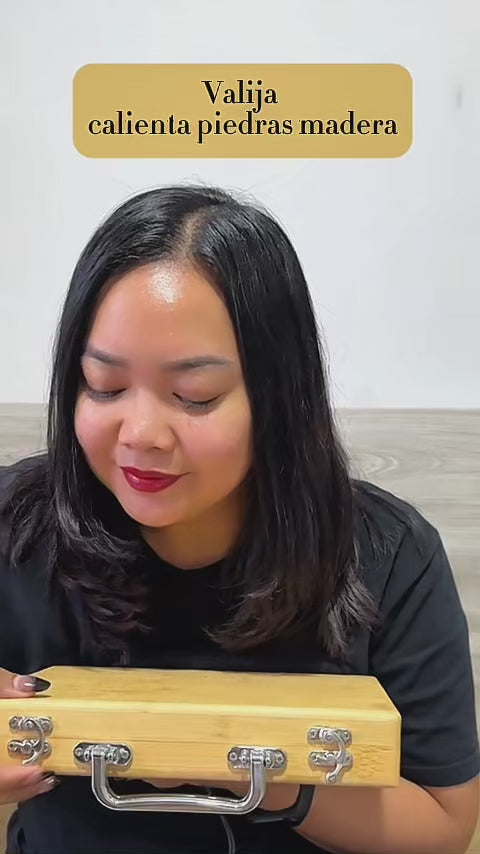 Maletín Valija Calefactor de Bambú + 16 Piedras Calientes