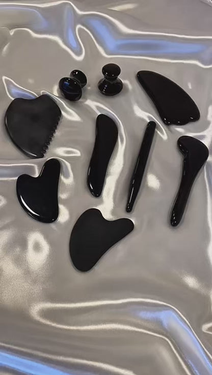 Piedra Guasha Triángulo de Obsidiana Negra