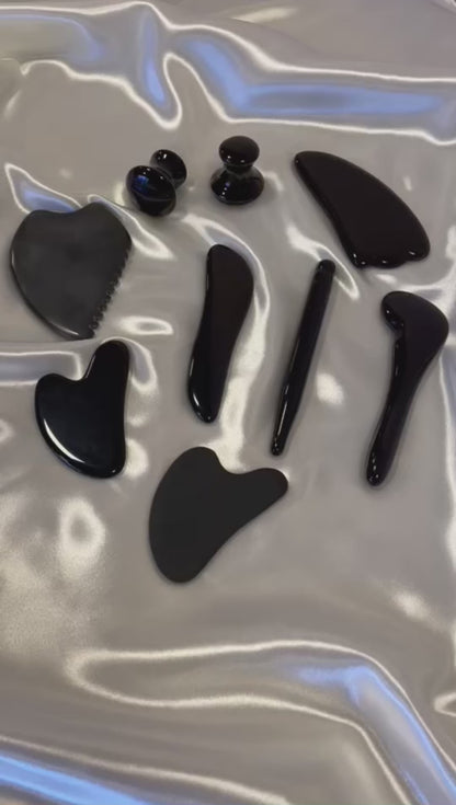 Piedra Guasha en S De Obsidiana Negra