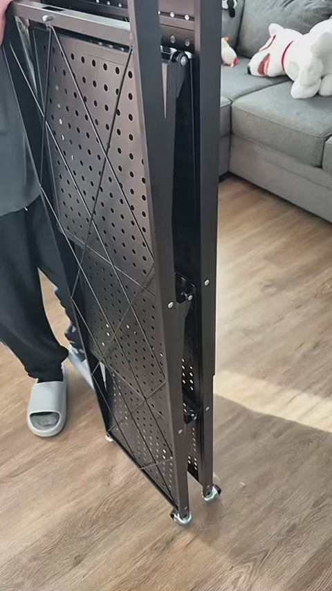 Estante Metálico Plegable de 5 Niveles con Ruedas