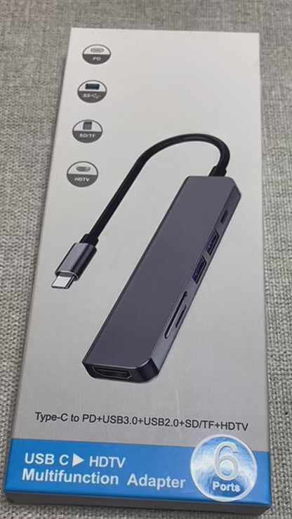 Hub USB-C 6 en 1 con HDMI 4K