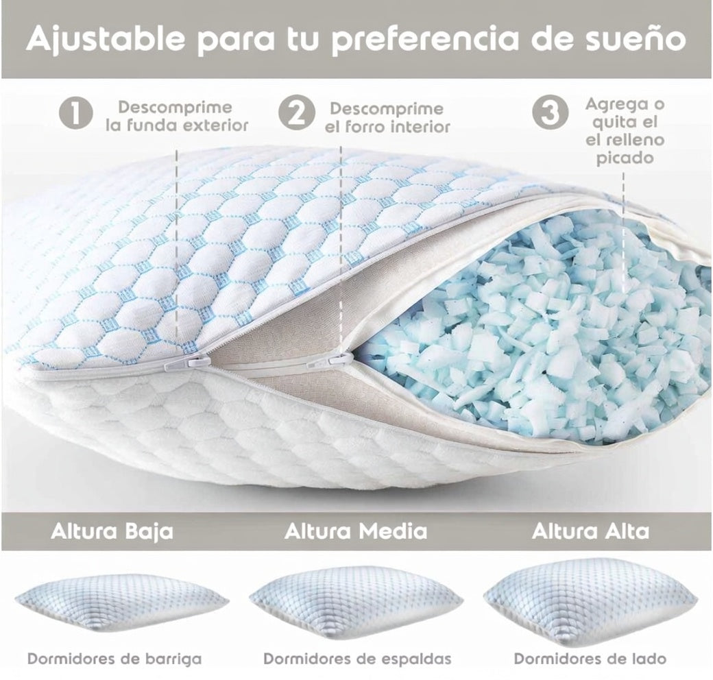 Almohada Espuma Viscoelástica Ajustable Ergonómica Cervical
